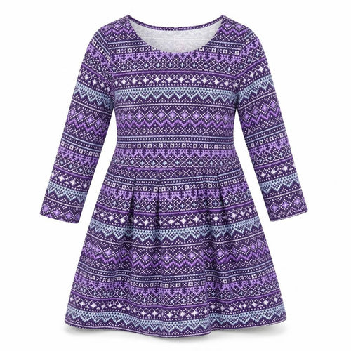 Faded Glory Girls Purple Geometric  Fit & Flare  Size 6 Years