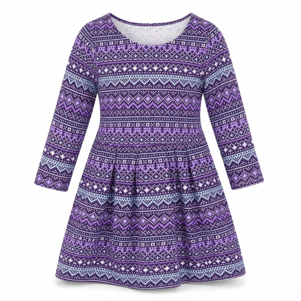 Faded Glory Girls Purple Geometric  Fit & Flare  Size 6 Years