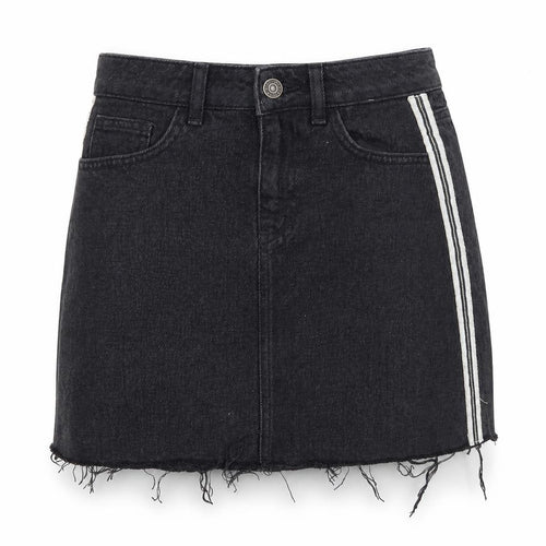 Denim & Co. Womens Black Striped Denim A-Line Skirt Size 4