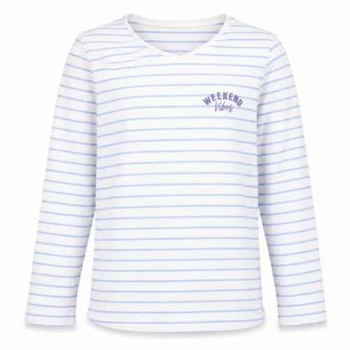 George Girls White Striped  Basic T-Shirt Size 9-10 Years