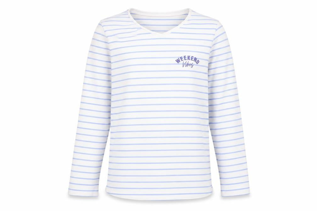 George Girls White Striped  Basic T-Shirt Size 9-10 Years