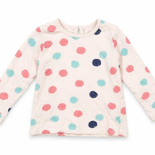 deniem & co Girls Pink Polka Dot  Basic T-Shirt Size 12-18 Months