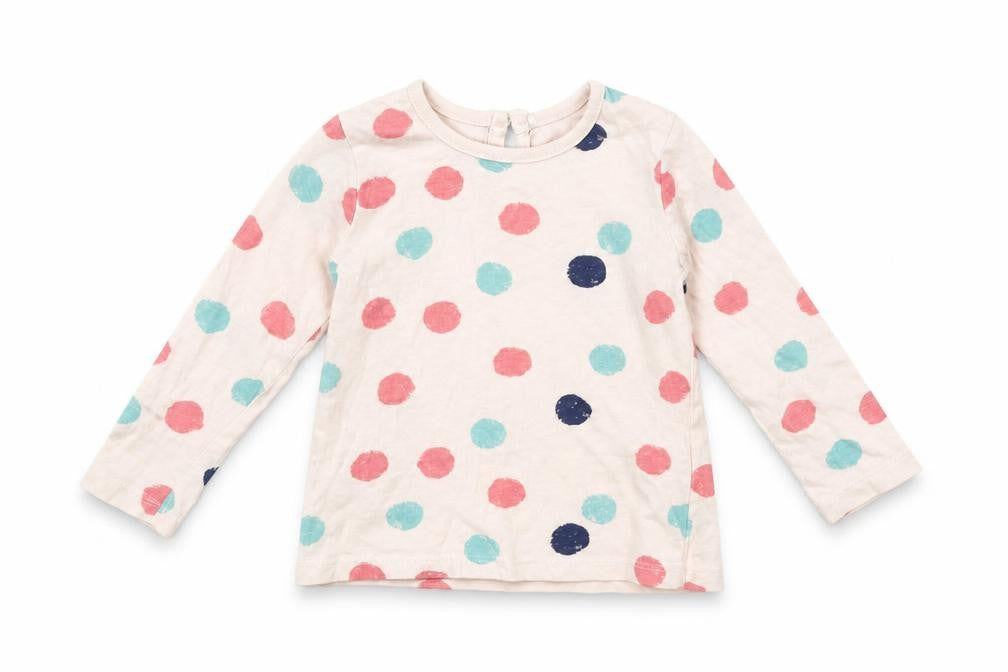 deniem & co Girls Pink Polka Dot  Basic T-Shirt Size 12-18 Months