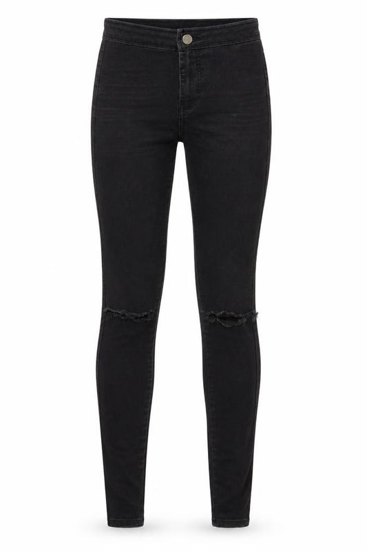 Front view of ASOS women’s black skinny jeans, size UK 24, 32-inch leg