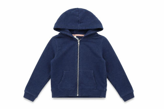 Front view of H&M girls’ blue jacket, size 8, years