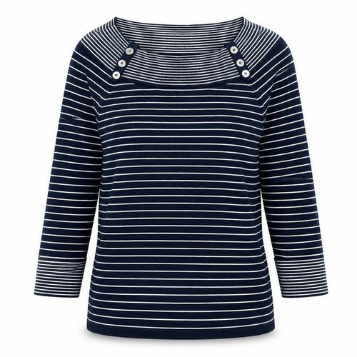 Jones New York Womens Blue Striped  Pullover Jumper Size M