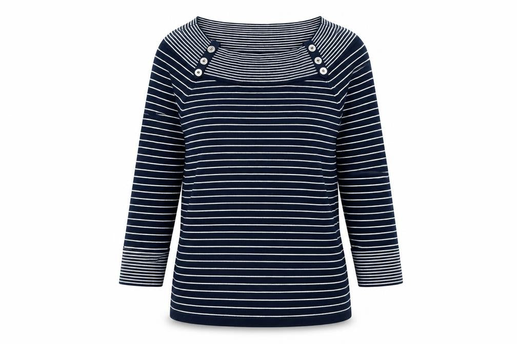 Jones New York Womens Blue Striped  Pullover Jumper Size M