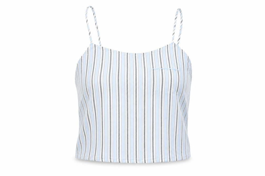 Topshop Womens Blue Striped  Cropped T-Shirt Size 10
