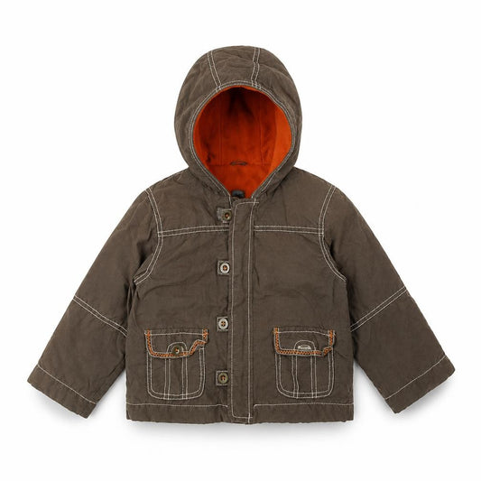 Front view of Mothercare girls’ brown rain coat coat, size 2, years