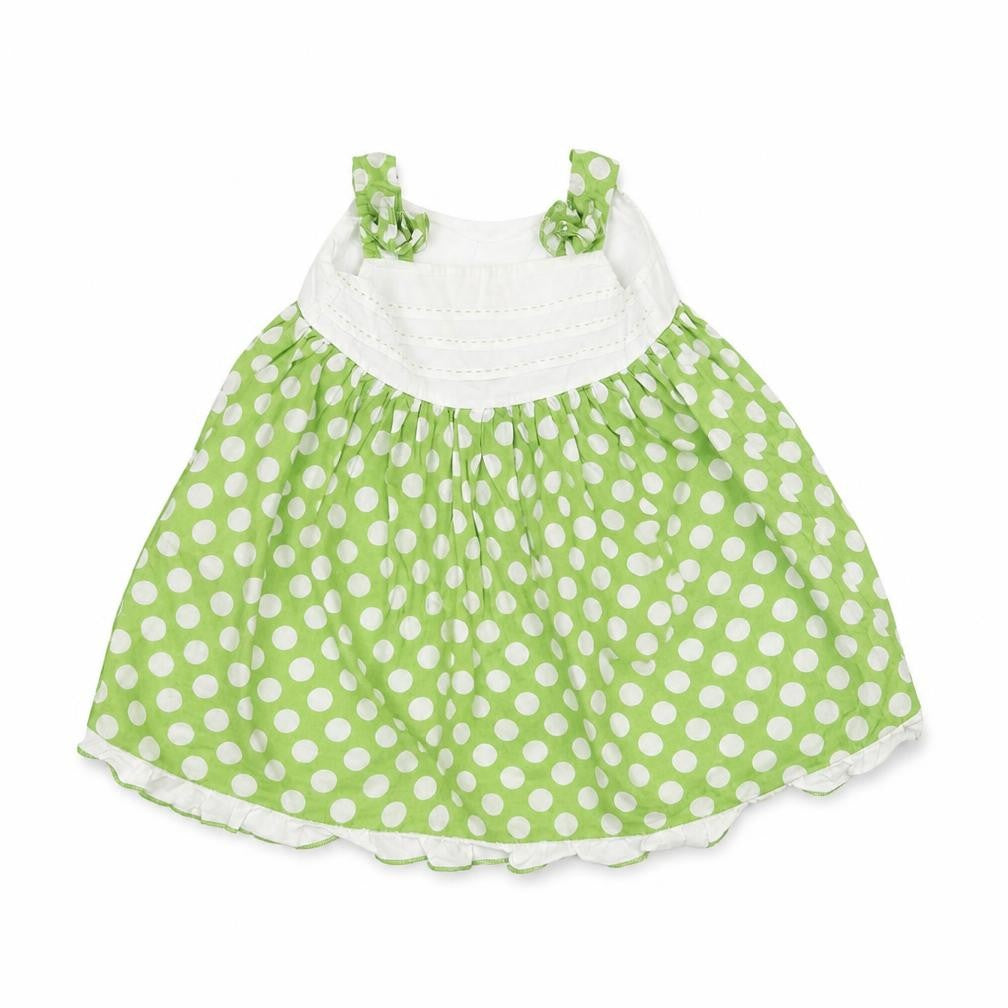 Front view of Next Baby Green Polka Dot A-Line, size 3-6, Months