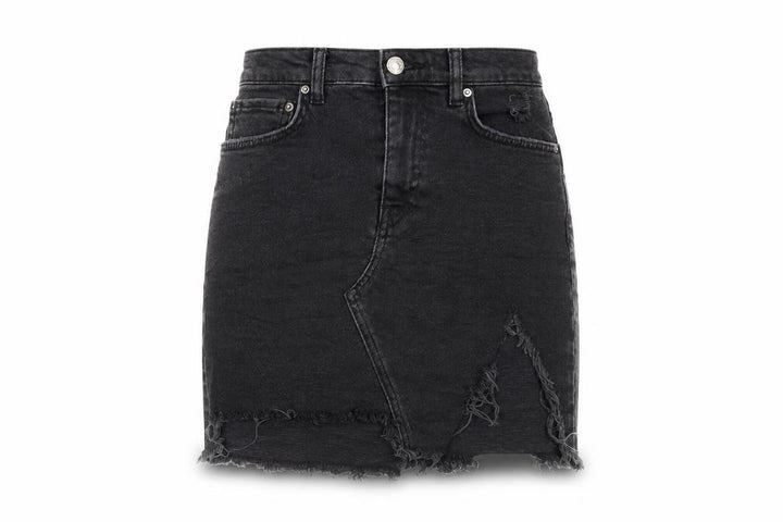 Pull&Bear Womens Black  Denim Mini Skirt Size S  - Distressed
