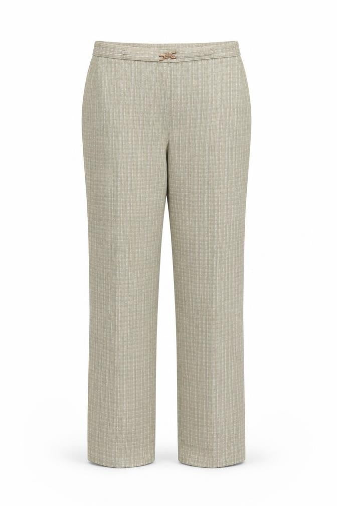 M&S Womens Beige Plaid  Trousers  Size 14 L25 in