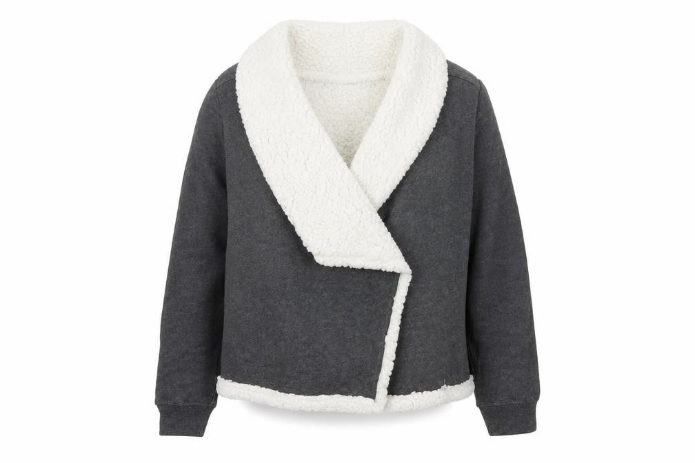 Front view of Derek Heart women’s grey jacket coatigan, size M
