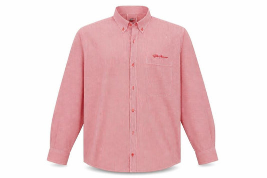 Front view of SE men’s red check button-up, size L