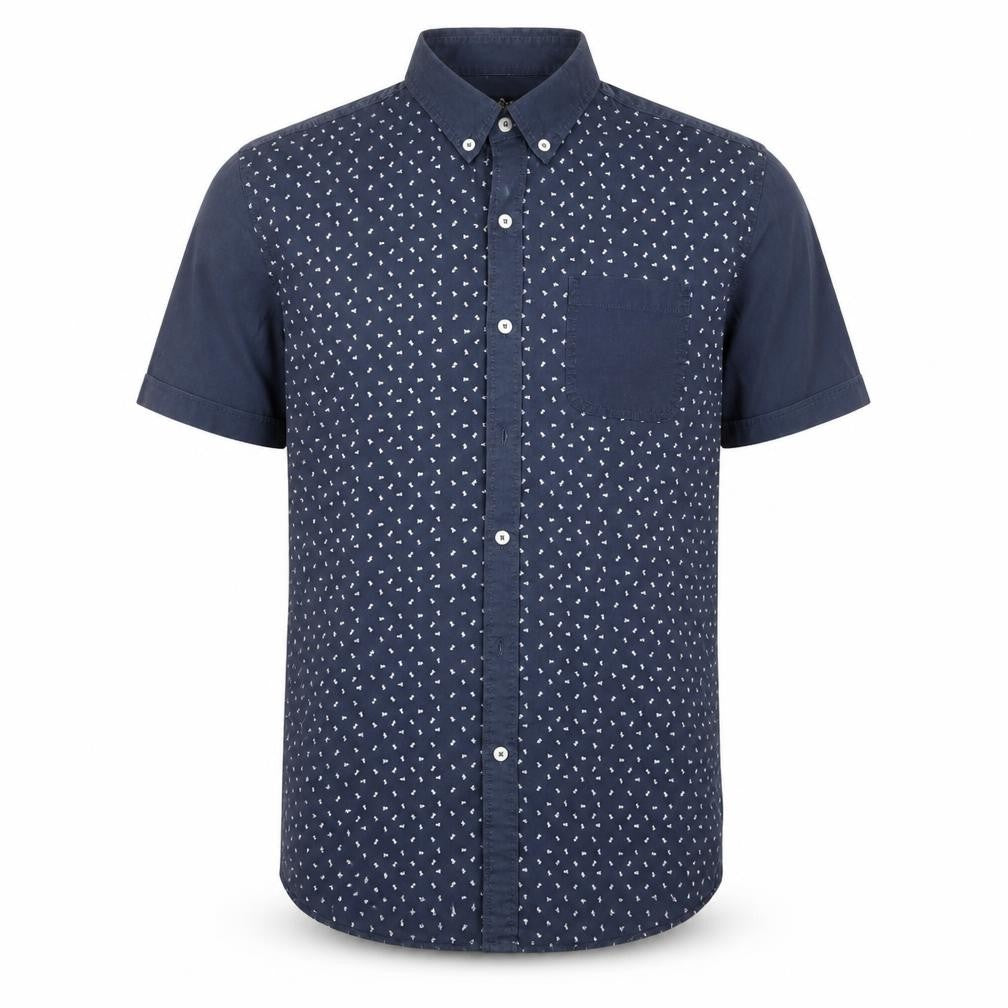 Easy Mens Blue Polka Dot   Button-Up Size M