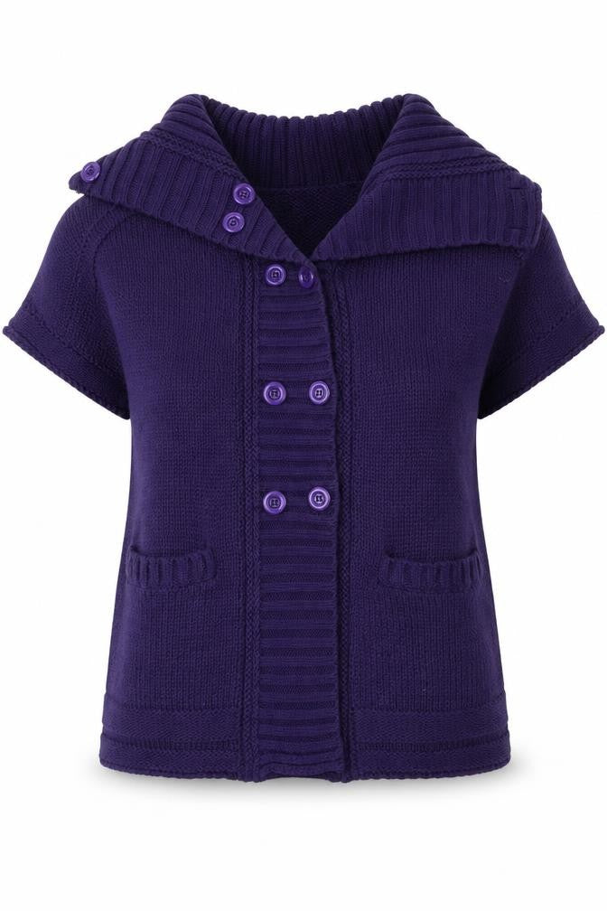 Front view of Chloe White women’s purple full zip jumper, size UK 14