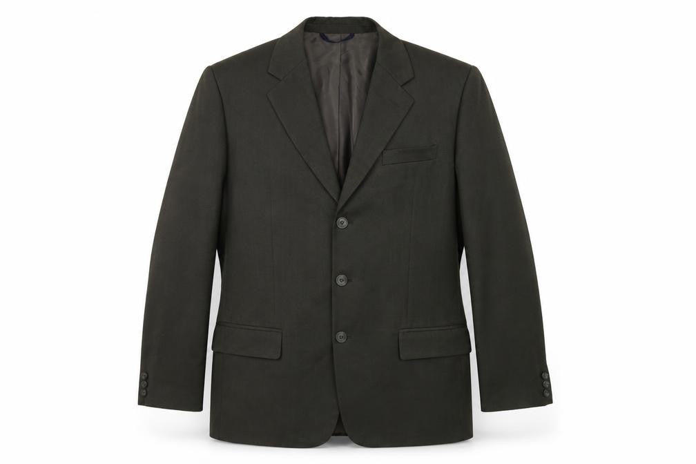 Front view of Preworn men’s green jacket suit jacket, size 42