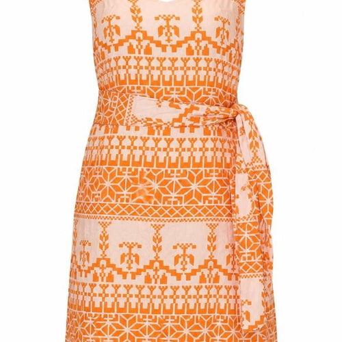Preworn Womens Orange Geometric  Shift  Size S  - dipped hem sun dress