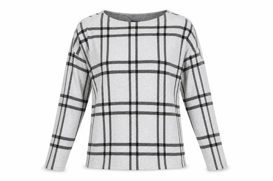 Front view of F&F women’s grey check jumper, size UK 6