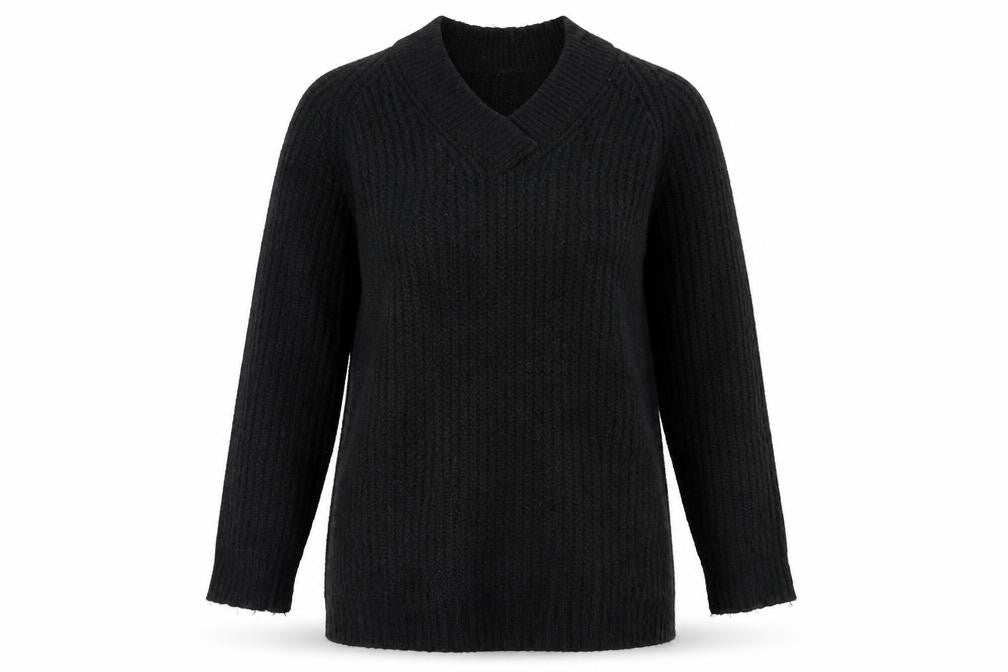 Front view of Primark women’s black knit jumper, size UK 10