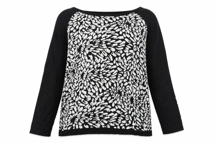 M&Co Womens Black Geometric Pullover Jumper Size 20
