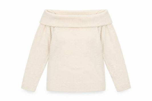 Front view of Studio women’s white knit jumper, size UK 14