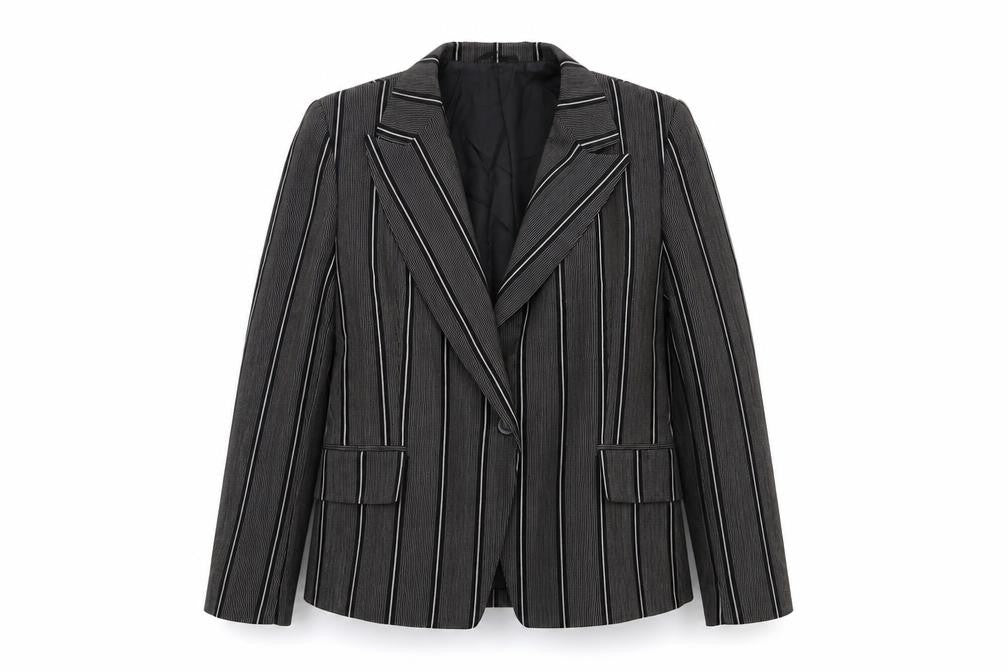 Betty Barclay Womens Grey Striped  Jacket Blazer Size 12