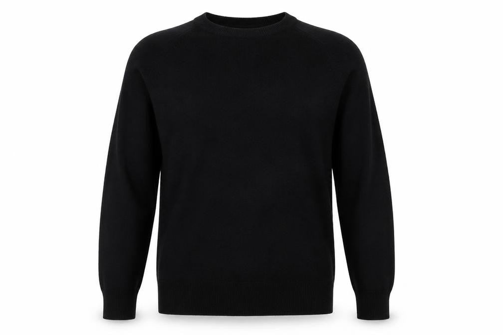 Front view of Littlewoods men’s black knit jumper, size M