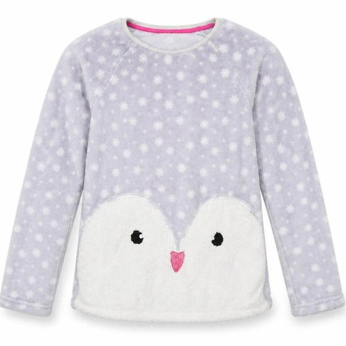 F&F Girls Grey  Fleece Top Pyjama Top Size 11-12 Years  - Owl Print