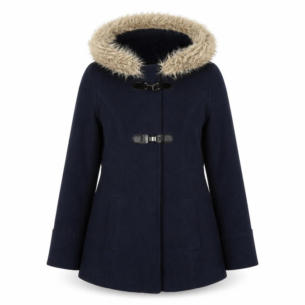 Front view of Primark women’s blue overcoat coat, size UK 8