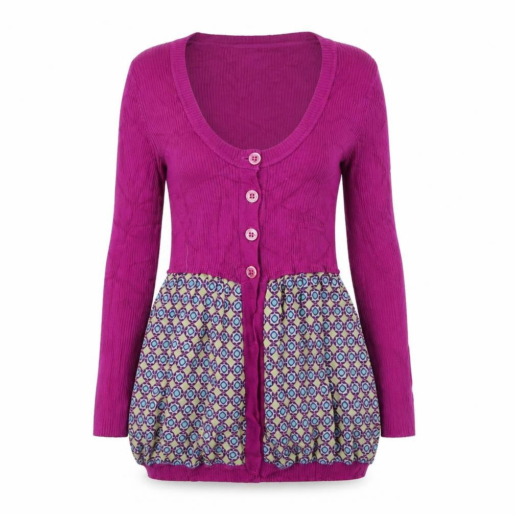 United Colours of Benetton  Womens Purple Herringbone  Cardigan Jumper Size S