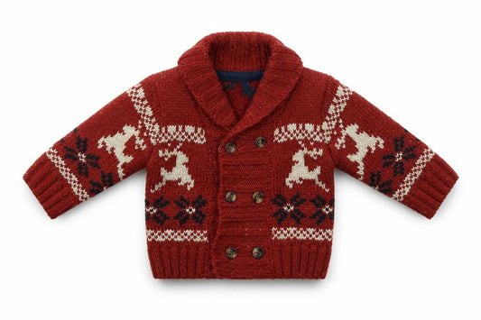 Front view of Early Days boys’ brown jacket, size 3-6, months