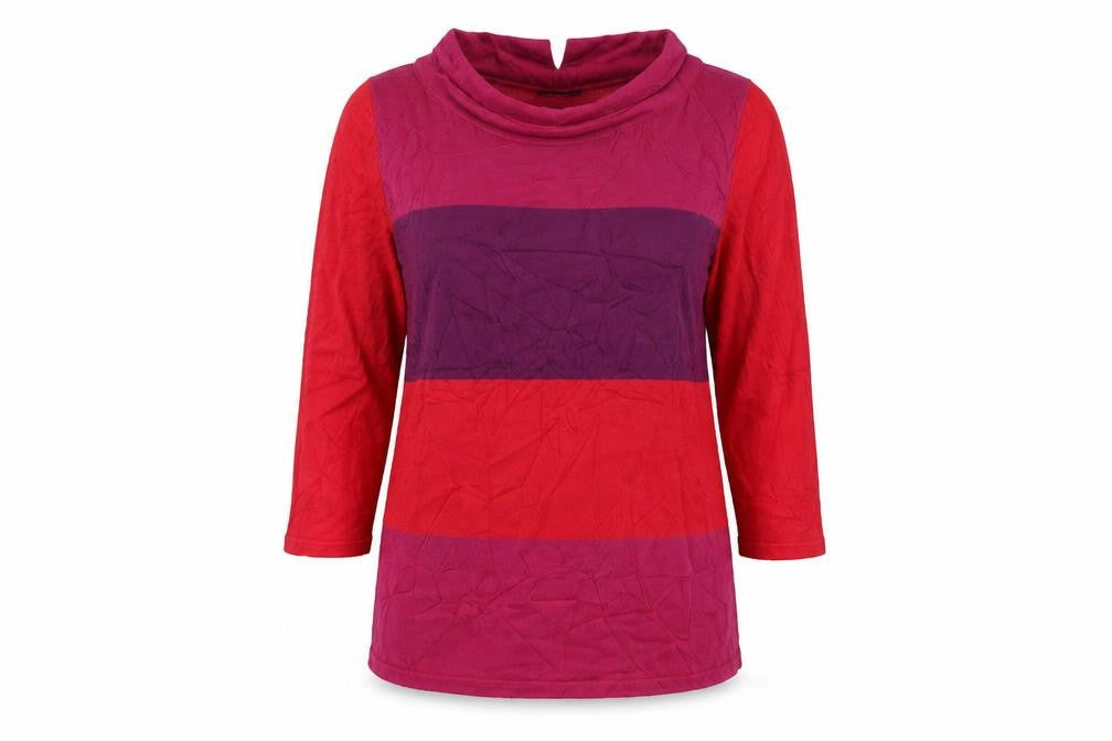 Front view of M&Co women’s red striped jumper, size UK 14