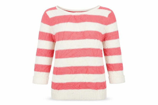 Front view of Papaya women’s ivory striped jumper, size UK 12