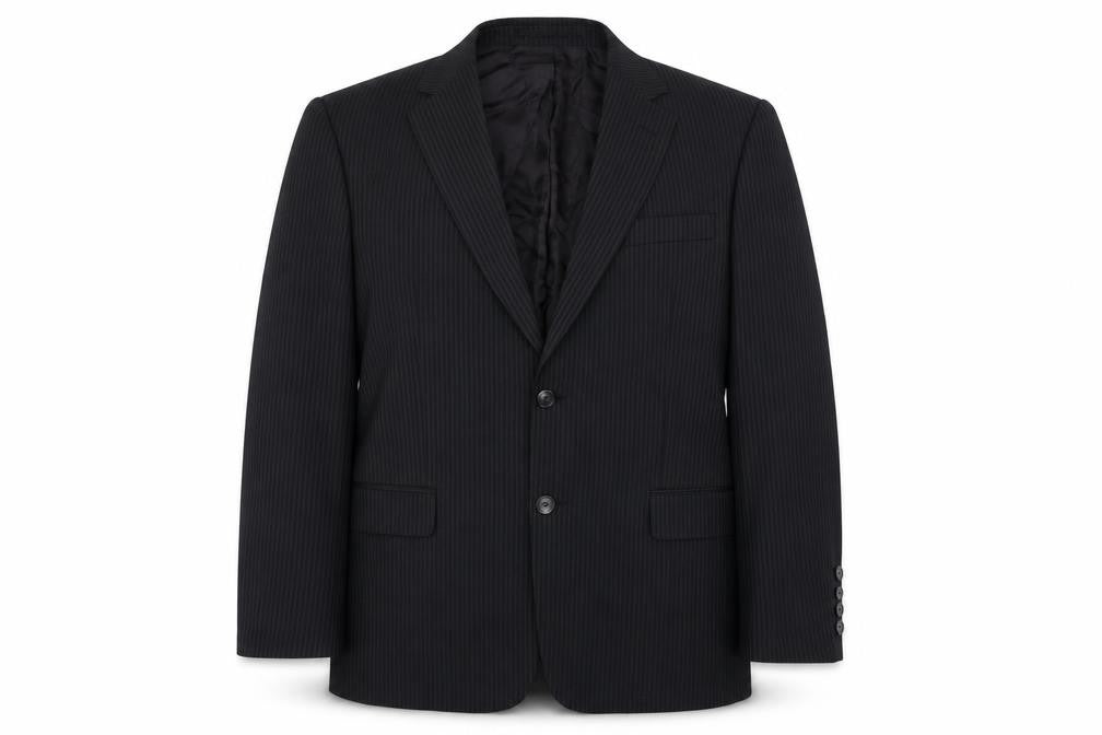 Front view of Peter Van Holland men’s black jacket blazer, size 46