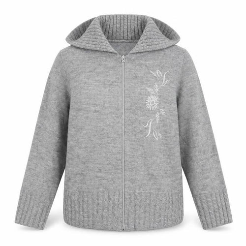 Florida  Womens Grey Floral  Full Zip Jumper Size L