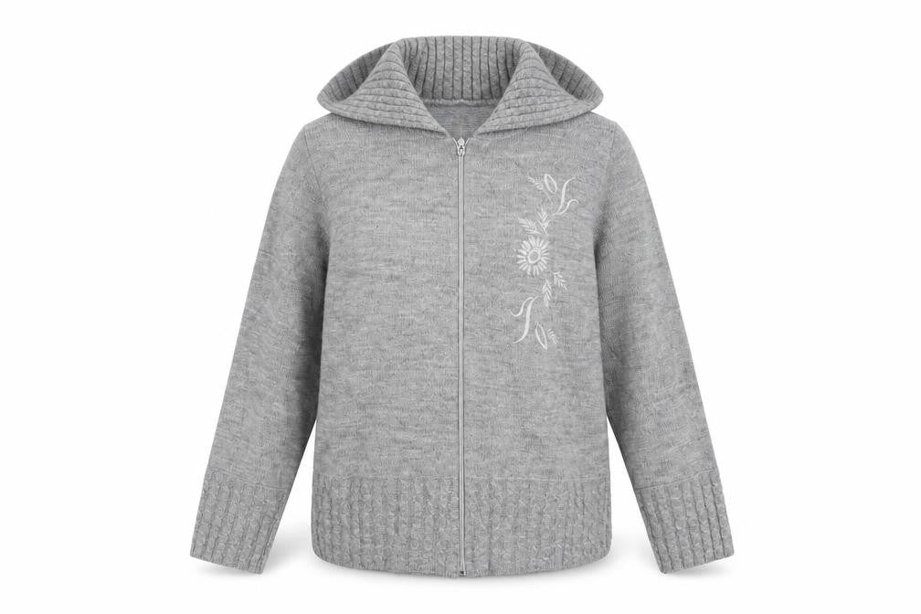 Florida  Womens Grey Floral  Full Zip Jumper Size L