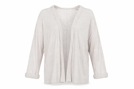Front view of Basics women’s ivory cardigan jumper, size L