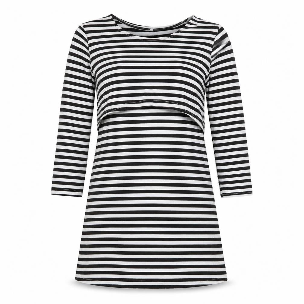 anan baby Womens White Striped  Fit & Flare  Size M