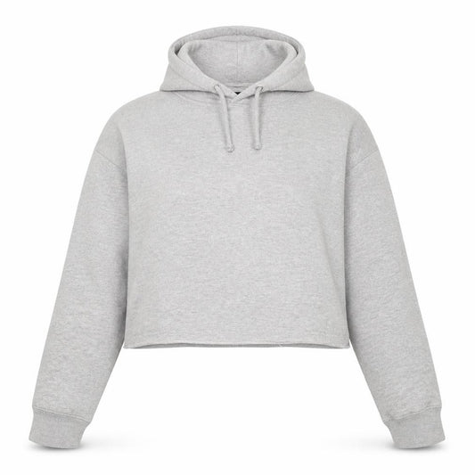 Front view of Boohoo women’s grey pullover hoodie, size UK 16