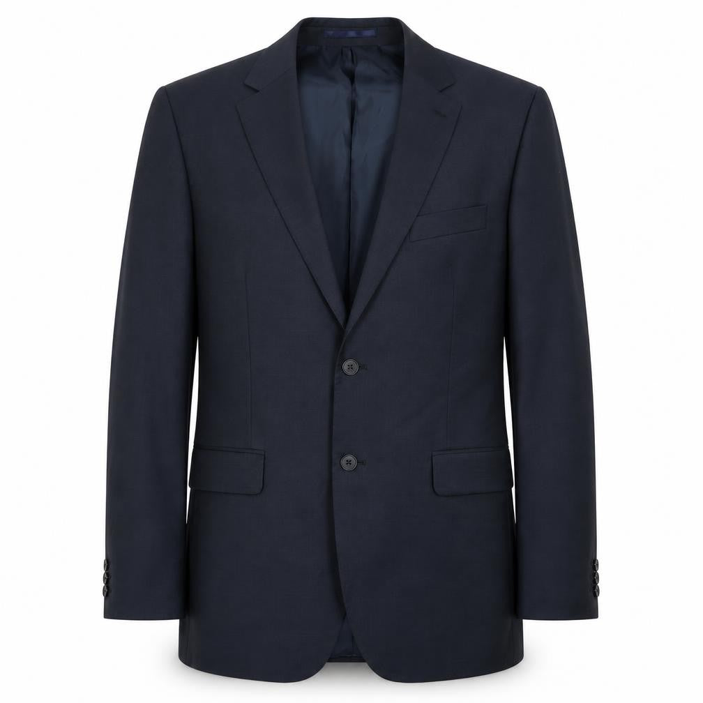 Front view of Karl Jackson men’s blue jacket suit jacket, size 40