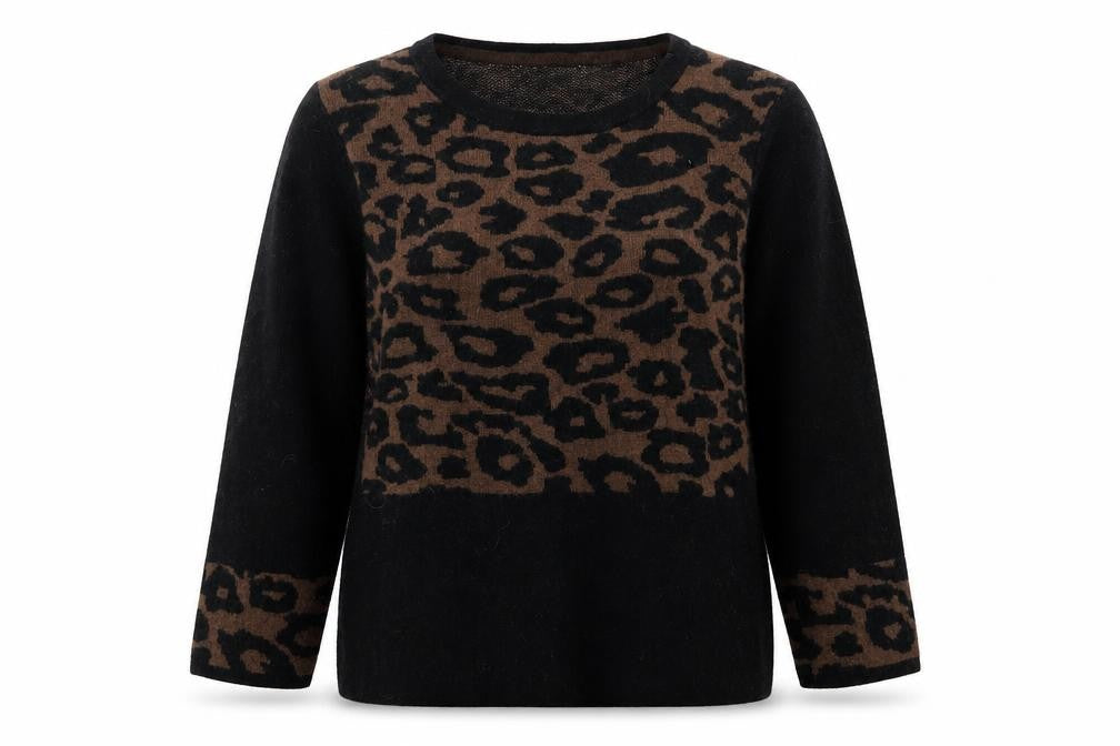 Country Casuals Womens Brown Animal Print  Pullover Jumper Size M