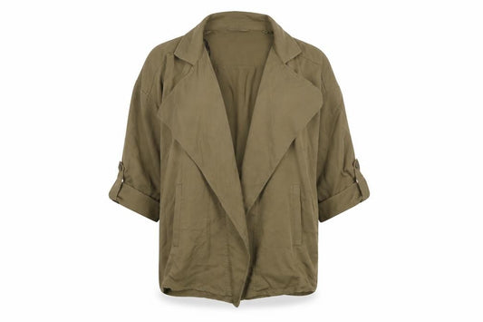 Front view of H&M women’s green jacket, size XS