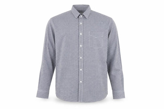 Front view of F&F men’s blue check button-up, size 18