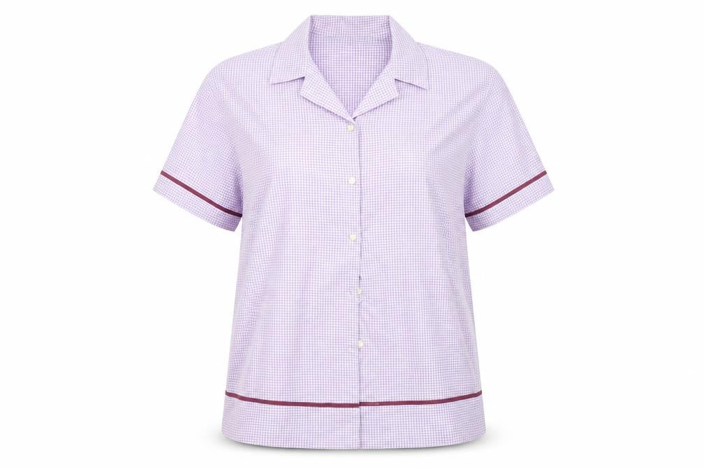 Jeff&Co Womens Purple Check  Basic Button-Up Size L
