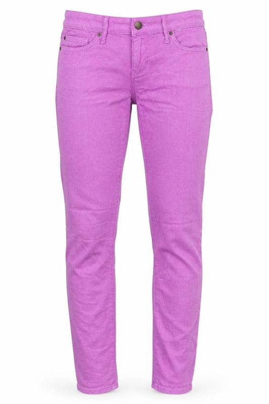 Front view of Gap women’s purple denim skinny jeans, size UK 26, in, 32-inch leg