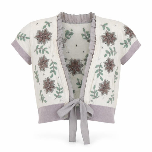 AMARANTO Womens White Floral  Shrug Jumper Size 10