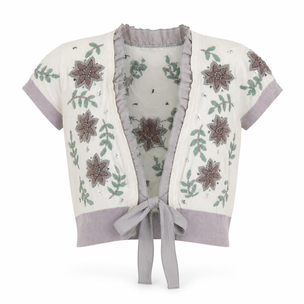 AMARANTO Womens White Floral  Shrug Jumper Size 10