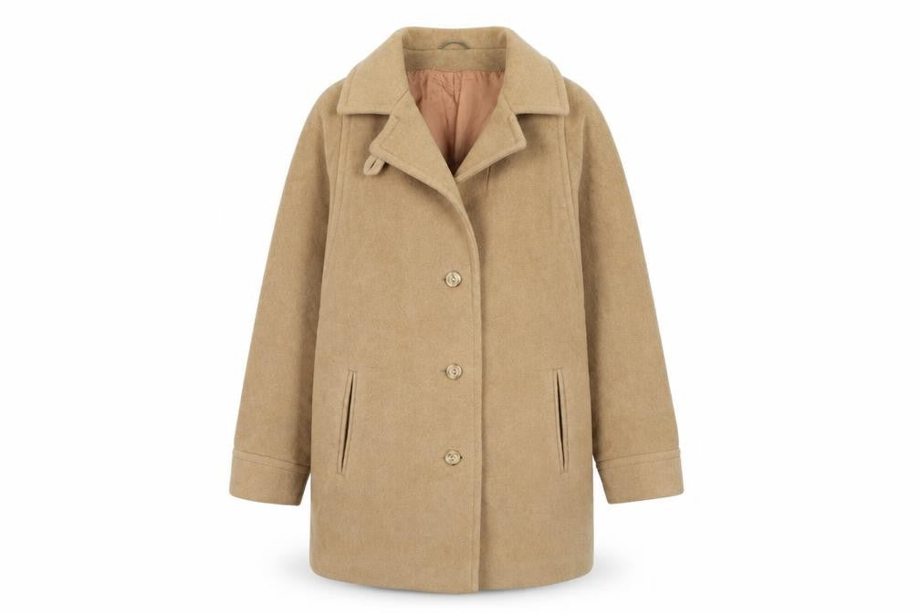Front view of Julius women’s brown overcoat coat, size UK 16
