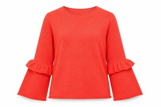 Front view of F&F women’s red knit jumper, size UK 14